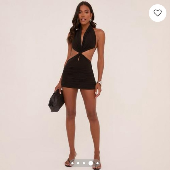 Halterneck Knotted Ruched Mini Dress - Picture 3 of 3